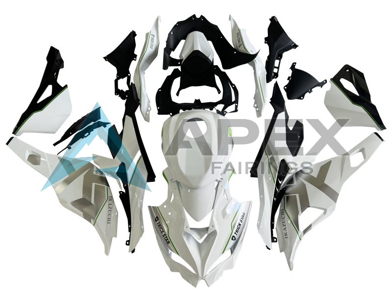 White Silver Green Black Trick Star - Kawasaki ZX-25R (2019-2026) ABS Fairings | Apex Fairings