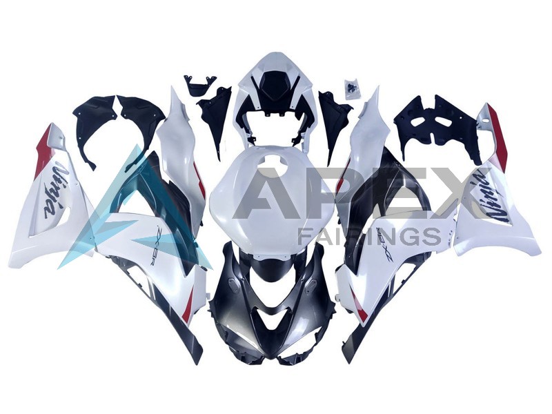 Pearl White Black Red - Kawasaki ZX-6R (2024-2026) ABS Fairings | Apex Fairings