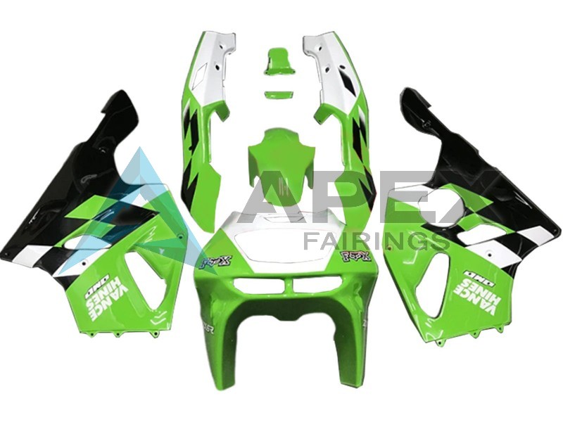 White Green Glossy Black - Kawasaki ZX-7R (1996-2003) ABS Fairings | Apex Fairings