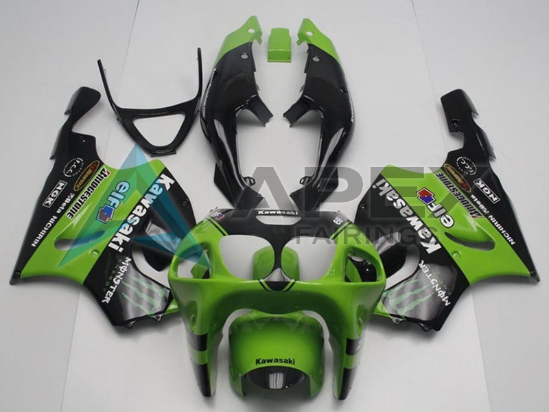 Green Glossy Black Monster Elf - Kawasaki ZX-7R (1996-2003) ABS Fairings | Apex Fairings