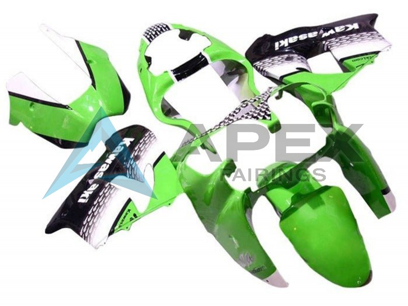 Green White Black - Kawasaki ZX-9R (2002-2003) ABS Fairings — Style FE27 | Apex Fairings