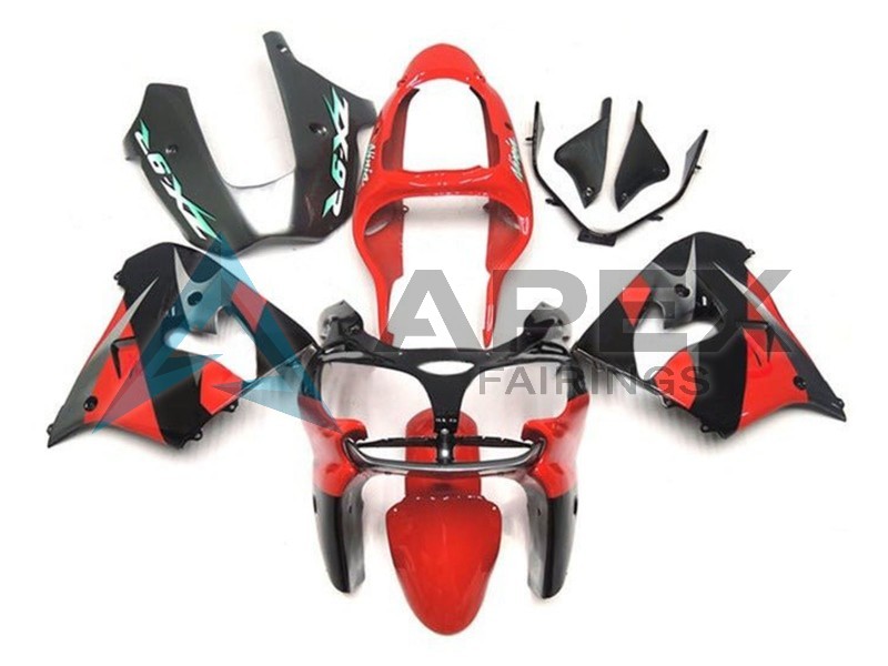 Red Black Silver - Kawasaki ZX-9R (2002-2003) ABS Fairings | Apex Fairings