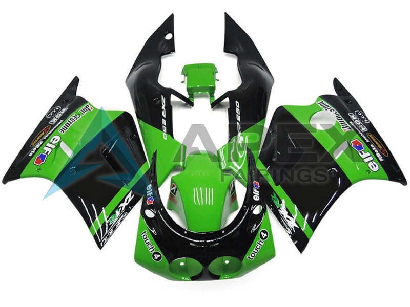 Green Glossy Black Elf Touch4 Bridgestone - Kawasaki ZXR250 (1989-2007) ABS Fairings | Apex Fairings