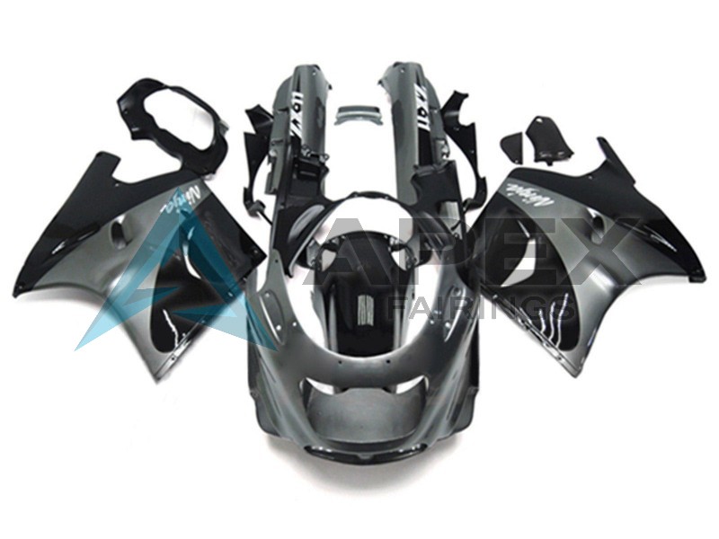 Grey Black - Kawasaki ZZR1100 (1993-2003) ABS Fairings | Apex Fairings