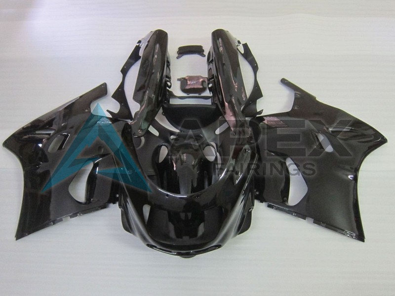 Glossy Black - Kawasaki ZZR1100 (1993-2003) ABS Fairings — Style FE6 | Apex Fairings