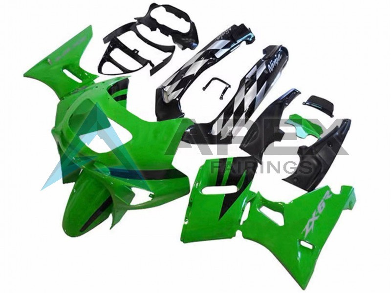 Green Glossy Black - Kawasaki ZZR400 (1993-2007) ABS Fairings | Apex Fairings