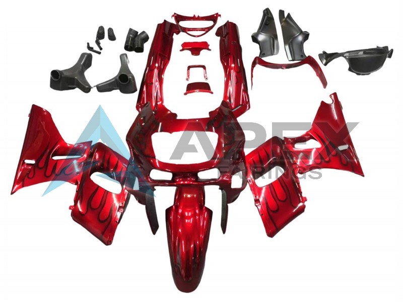 Red Black Flame - Kawasaki ZZR400 (1993-2007) ABS Fairings | Apex Fairings