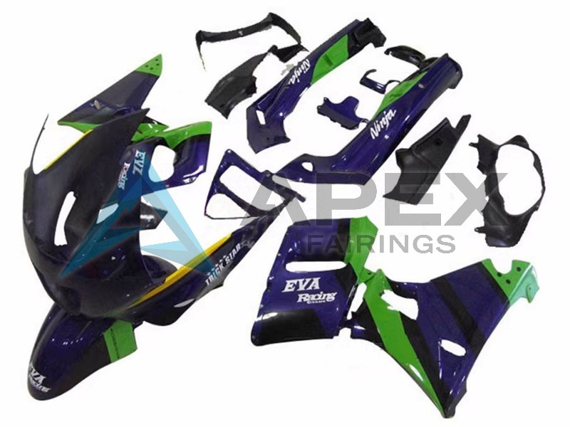 Green Dark Blue Purple Trick Star Eva Racing - Kawasaki ZZR600 (1998-2003) ABS Fairings | Apex Fairings