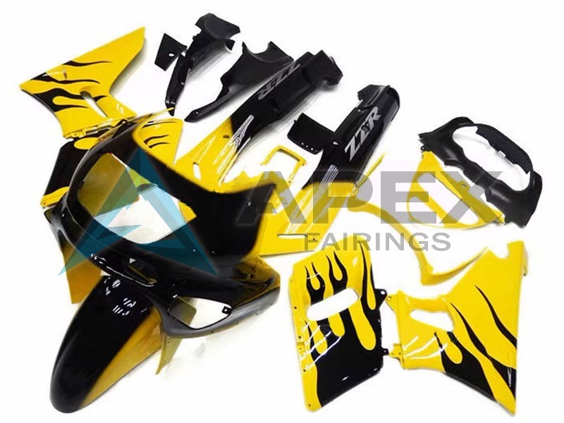 Yellow Black Flame - Kawasaki ZZR600 (1998-2003) ABS Fairings | Apex Fairings