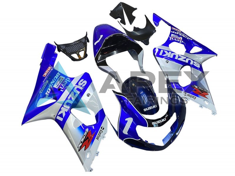 Blue White Silver Castrol Dunlop - Suzuki GSX-R1000 (2000-2002) ABS Fairings | Apex Fairings — view 2