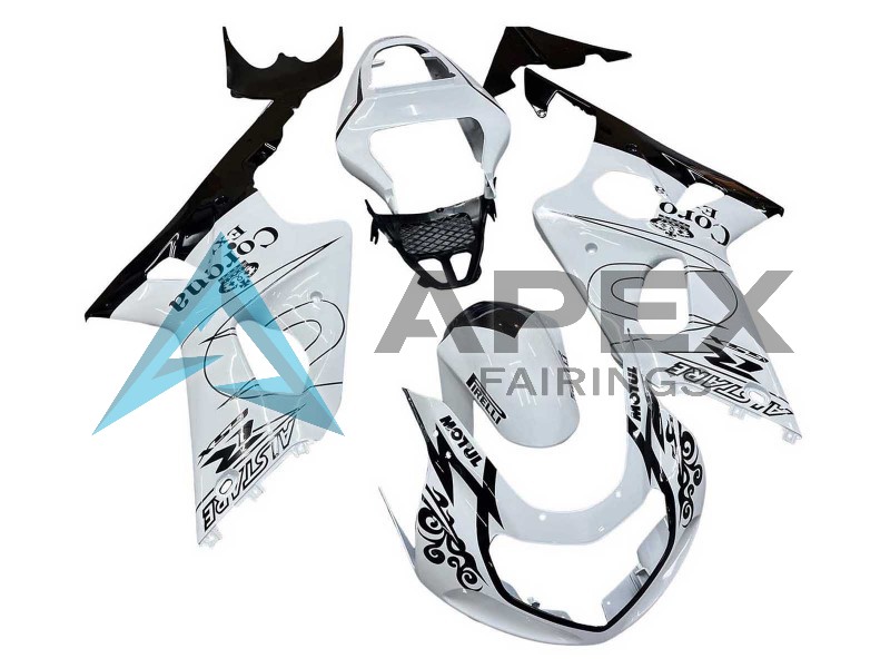 White Black Motul Corona - Suzuki GSX-R1000 (2000-2002) ABS Fairings | Apex Fairings — view 2