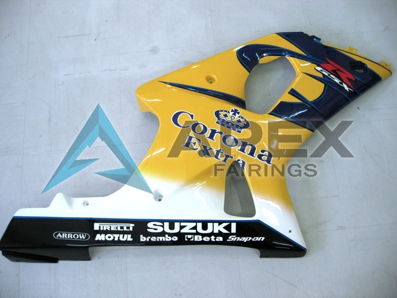 Yellow Dark Blue White Motul Corona - Suzuki GSX-R1000 (2000-2002) ABS Fairings | Apex Fairings — view 2