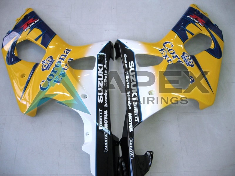 Yellow Dark Blue White Motul Corona - Suzuki GSX-R1000 (2000-2002) ABS Fairings | Apex Fairings — view 3