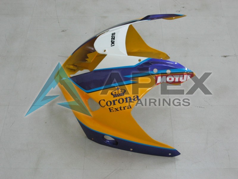 Yellow White Blue Black Corona - Suzuki GSX-R1000 (2003-2004) ABS Fairings | Apex Fairings — view 3