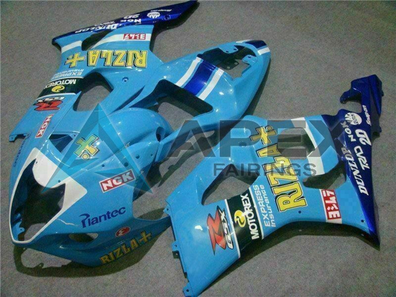 Blue White Yellow Rizla - Suzuki GSX-R1000 (2003-2004) ABS Fairings | Apex Fairings — view 2