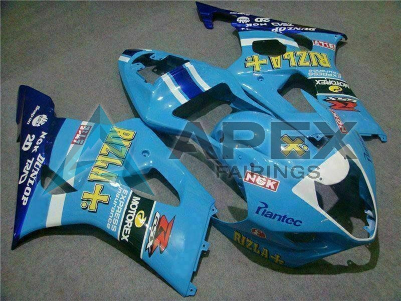 Blue White Yellow Rizla - Suzuki GSX-R1000 (2003-2004) ABS Fairings | Apex Fairings — view 3