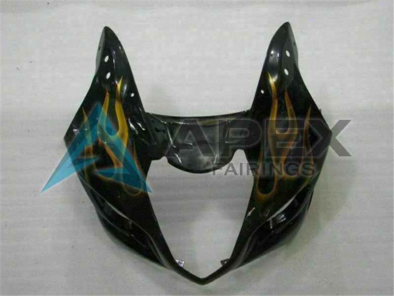 Glossy Black Gold Flame - Suzuki GSX-R1000 (2003-2004) ABS Fairings | Apex Fairings — view 3