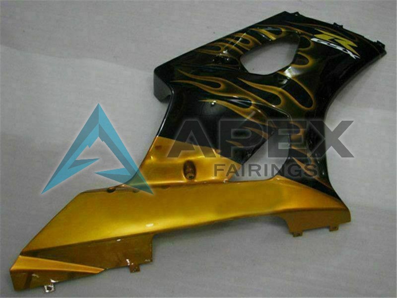 Glossy Black Gold Flame - Suzuki GSX-R1000 (2003-2004) ABS Fairings | Apex Fairings — view 4