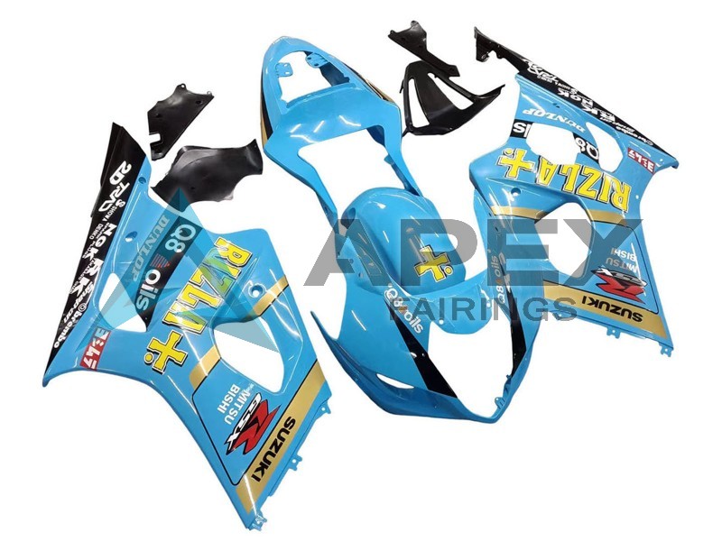Light Blue Yellow Black Rizla Motul - Suzuki GSX-R1000 (2003-2004) ABS Fairings | Apex Fairings — view 3