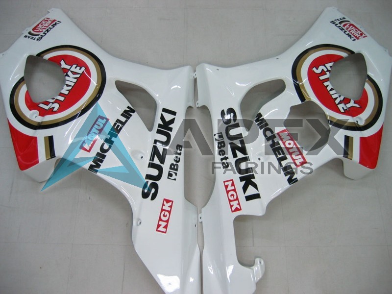 White Red Motul Lucky Strike - Suzuki GSX-R1000 (2003-2004) ABS Fairings | Apex Fairings — view 2