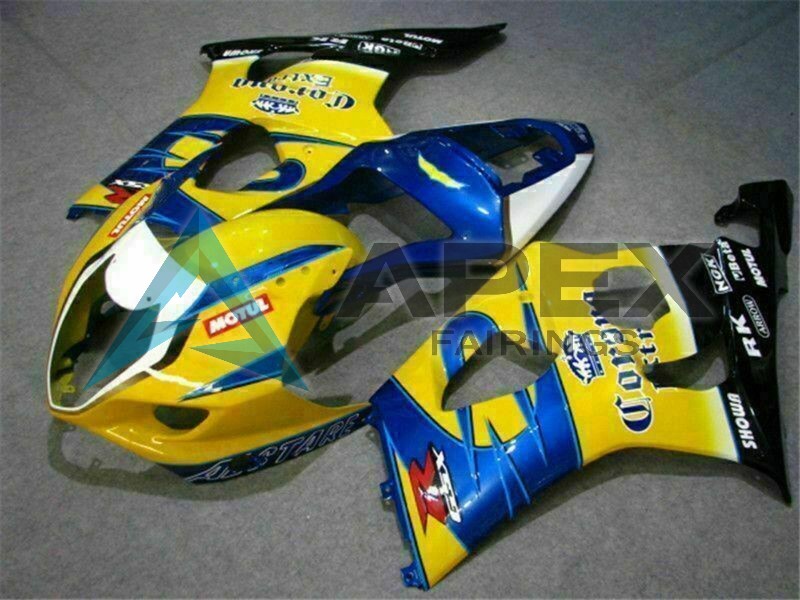 Yellow Blue White Red Corona Motul - Suzuki GSX-R1000 (2003-2004) ABS Fairings | Apex Fairings — view 2