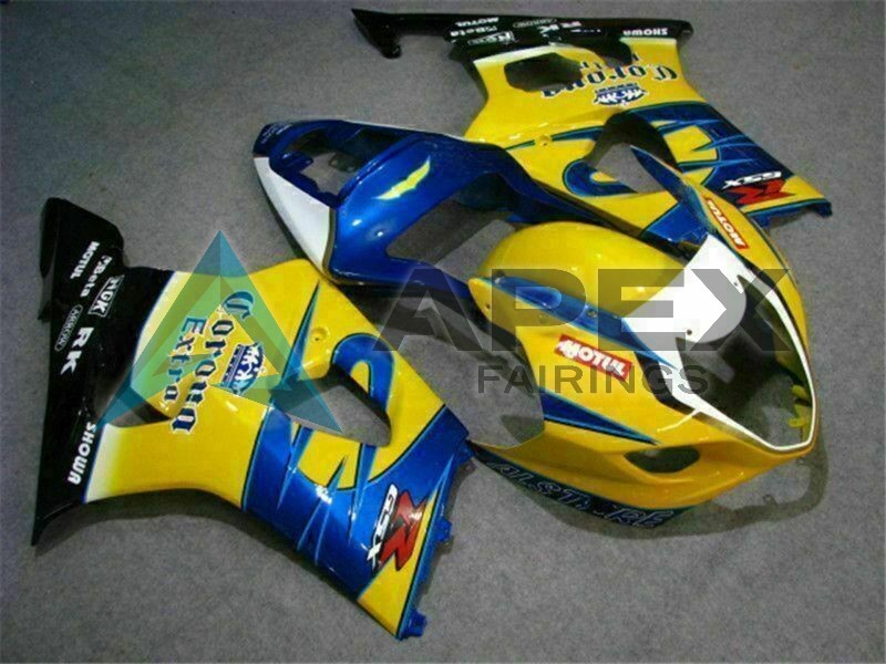 Yellow Blue White Red Corona Motul - Suzuki GSX-R1000 (2003-2004) ABS Fairings | Apex Fairings — view 3