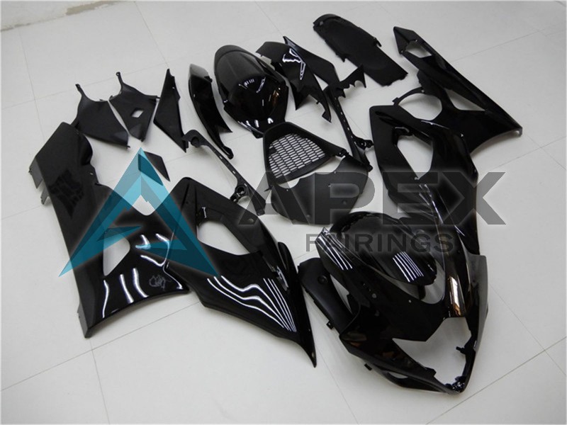 Glossy Black - Suzuki GSX-R1000 (2005-2006) ABS Fairings | Apex Fairings — view 2