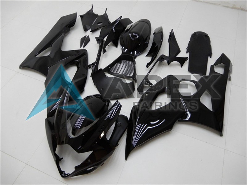 Glossy Black - Suzuki GSX-R1000 (2005-2006) ABS Fairings | Apex Fairings — view 3
