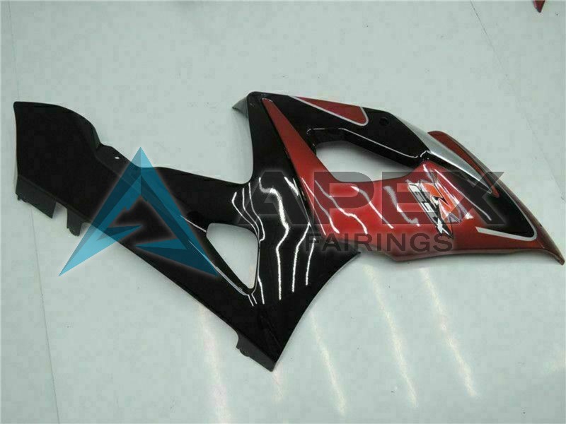 Red Silver Glossy Black - Suzuki GSX-R1000 (2005-2006) ABS Fairings | Apex Fairings — view 3