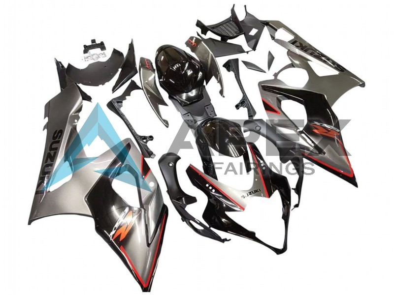 Silver Black Red - Suzuki GSX-R1000 (2005-2006) ABS Fairings | Apex Fairings — view 3