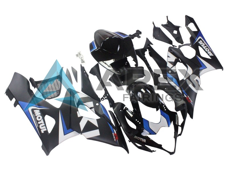 Black Blue White Motul - Suzuki GSX-R1000 (2005-2006) ABS Fairings | Apex Fairings — view 2