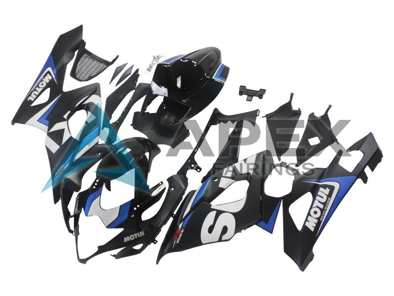 Black Blue White Motul - Suzuki GSX-R1000 (2005-2006) ABS Fairings | Apex Fairings — view 3