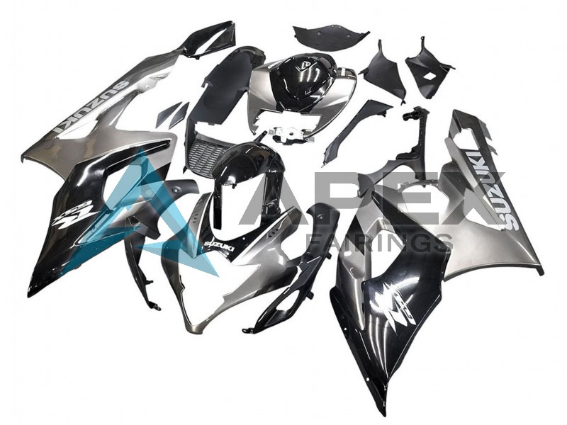 Glossy Black Grey - Suzuki GSX-R1000 (2005-2006) ABS Fairings | Apex Fairings — view 2
