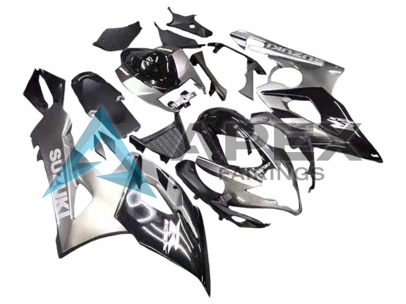 Glossy Black Grey - Suzuki GSX-R1000 (2005-2006) ABS Fairings | Apex Fairings — view 3