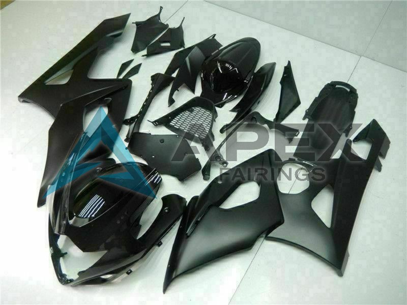 Glossy Black Matte Black - Suzuki GSX-R1000 (2005-2006) ABS Fairings | Apex Fairings — view 2