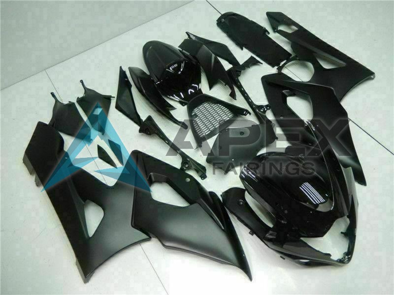 Glossy Black Matte Black - Suzuki GSX-R1000 (2005-2006) ABS Fairings | Apex Fairings — view 3