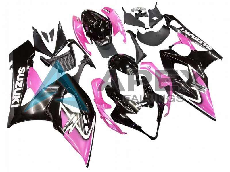 Glossy Black Pink - Suzuki GSX-R1000 (2005-2006) ABS Fairings | Apex Fairings — view 2