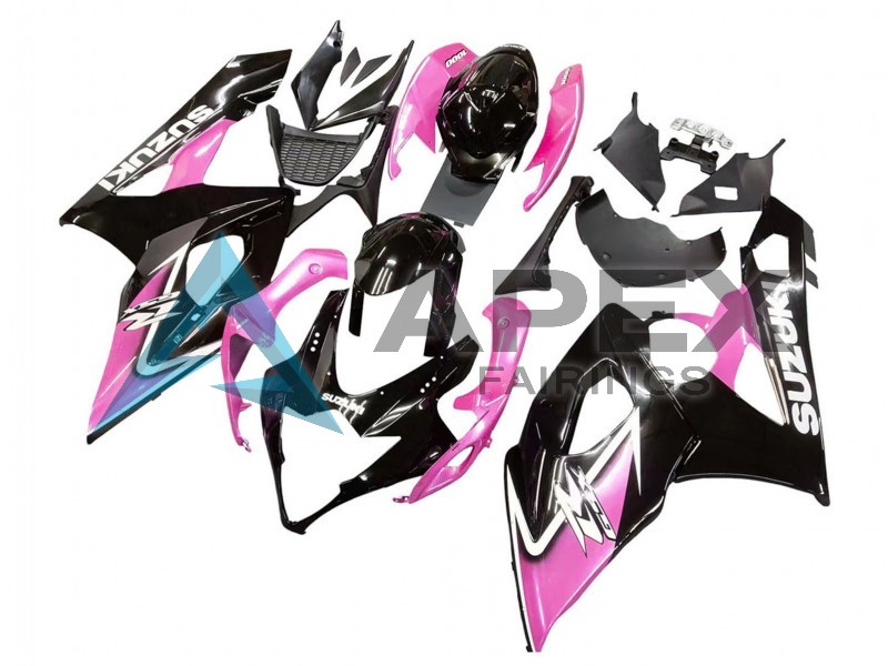 Glossy Black Pink - Suzuki GSX-R1000 (2005-2006) ABS Fairings | Apex Fairings — view 3