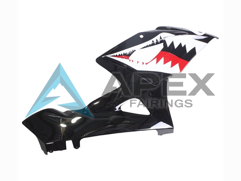 Glossy Black Red White Shark - Suzuki GSX-R1000 (2005-2006) ABS Fairings | Apex Fairings — view 4