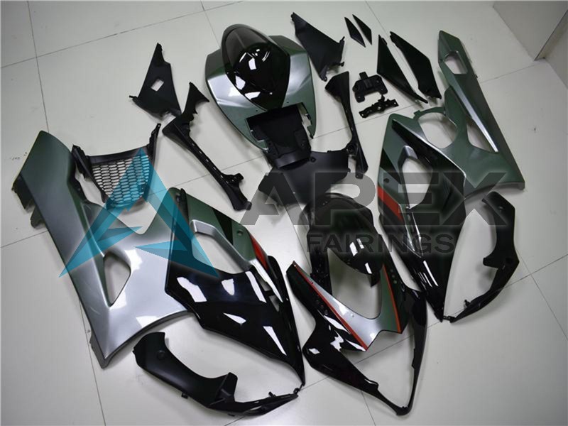 Glossy Black Silver - Suzuki GSX-R1000 (2005-2006) ABS Fairings | Apex Fairings — view 3