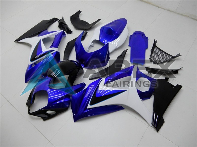 White Blue Black No Decal - Suzuki GSX-R1000 (2007-2008) ABS Fairings | Apex Fairings — view 2