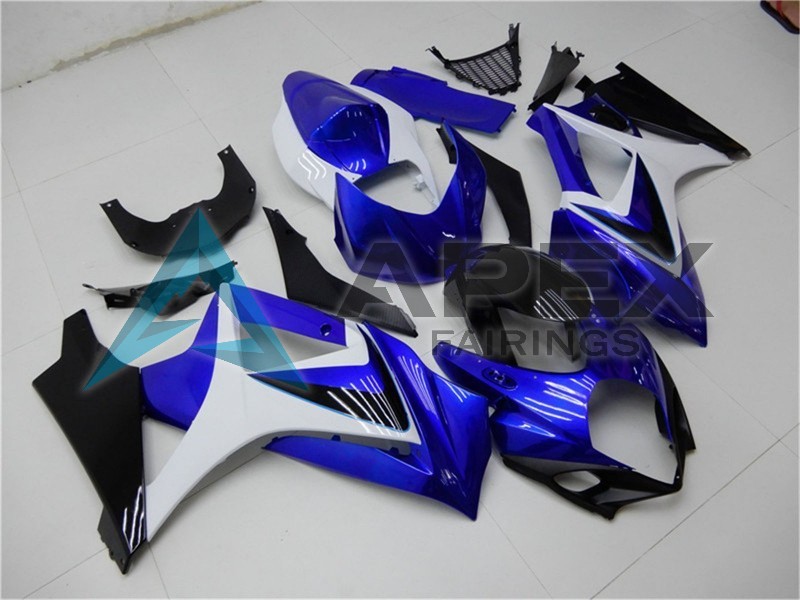 White Blue Black No Decal - Suzuki GSX-R1000 (2007-2008) ABS Fairings | Apex Fairings — view 3