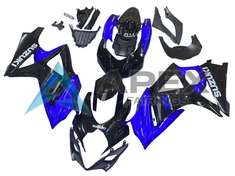Blue Glossy Black - Suzuki GSX-R1000 (2007-2008) ABS Fairings | Apex Fairings — view 2