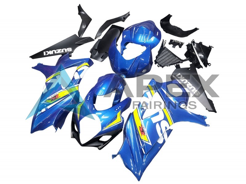Blue Yellow Black - Suzuki GSX-R1000 (2007-2008) ABS Fairings | Apex Fairings — view 2