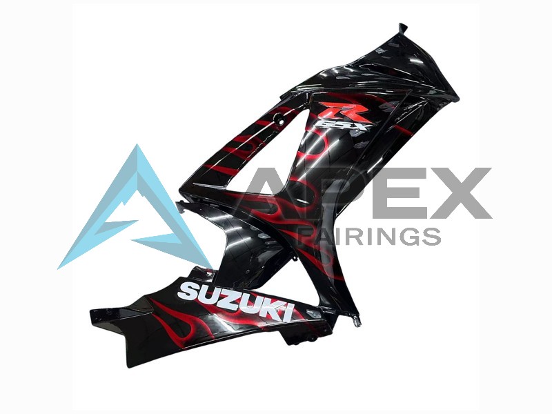Black Red Flame - Suzuki GSX-R1000 (2007-2008) ABS Fairings | Apex Fairings — view 4