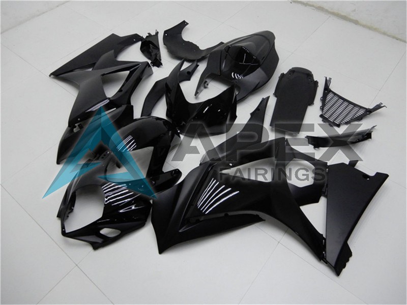 Glossy Black Matte Black No Decal - Suzuki GSX-R1000 (2007-2008) ABS Fairings | Apex Fairings — view 2
