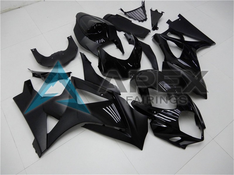 Glossy Black Matte Black No Decal - Suzuki GSX-R1000 (2007-2008) ABS Fairings | Apex Fairings — view 3