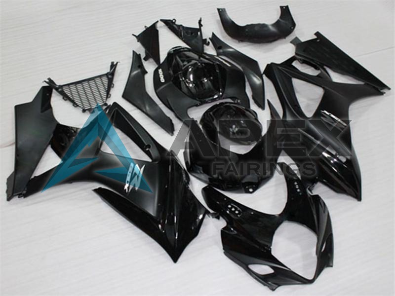 Glossy Black Matte Black White - Suzuki GSX-R1000 (2007-2008) ABS Fairings | Apex Fairings — view 2