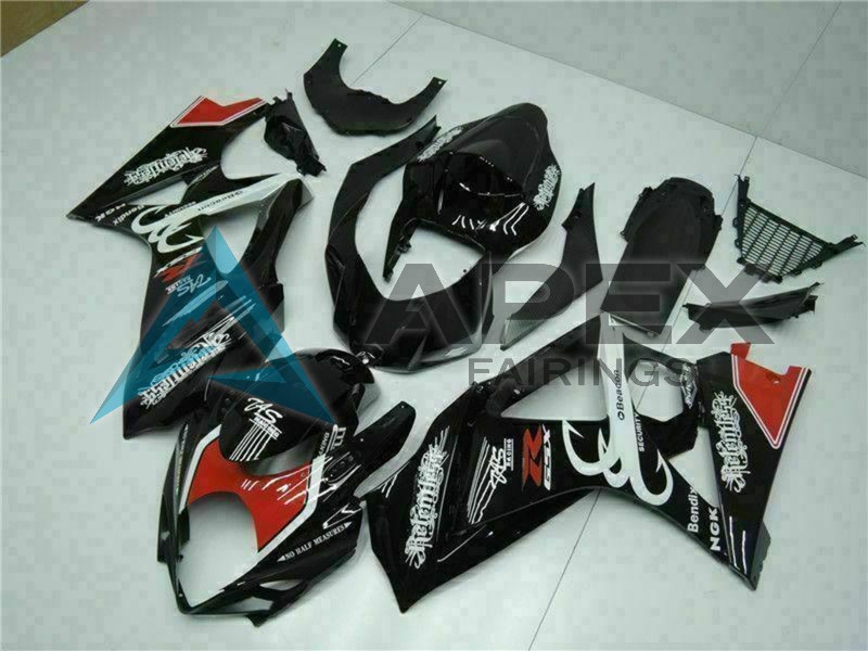Glossy Black Red White - Suzuki GSX-R1000 (2007-2008) ABS Fairings | Apex Fairings — view 2