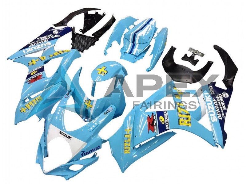 Light Blue Yellow Black Motul Rizla - Suzuki GSX-R1000 (2007-2008) ABS Fairings | Apex Fairings — view 2